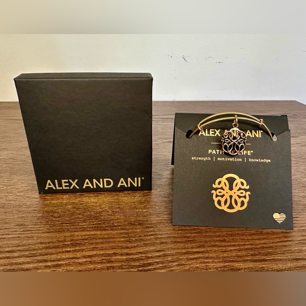 New Alex and Ani Path of Life Charm Bangle Bracelet Gold